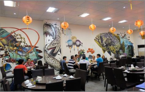 雅江海鲜餐厅墙体彩绘